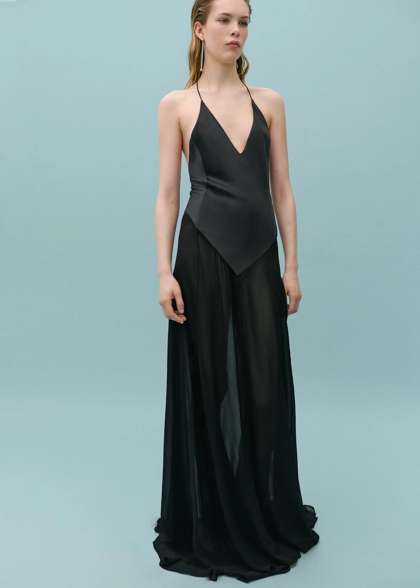 Semi-transparent silk dress